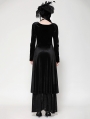 Black Gothic Batwing Deep U-Neck Layered Velvet Maxi Dress