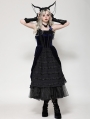 Black and Indigo Gothic Lace Trim Lolita Velvet Party Doll Dress