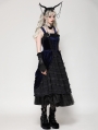 Black and Indigo Gothic Lace Trim Lolita Velvet Party Doll Dress