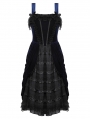 Black and Indigo Gothic Lace Trim Lolita Velvet Party Doll Dress