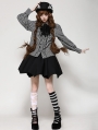 Dark Gray Gothic Lolita Striped Skull Ruffle Blouse for Women