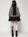 Dark Gray Gothic Lolita Striped Skull Ruffle Blouse for Women