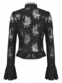 Black Gothic Lace Sexy Hollow Cross Button Blouse for Women