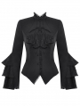 Black Gothic Multi-Layer Ruffled Noble Blouse for Women