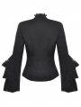 Black Gothic Multi-Layer Ruffled Noble Blouse for Women