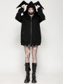 Black Gothic Batwing Loose Zip Up Hoodie Cardigan for Women