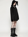 Black Gothic Batwing Loose Zip Up Hoodie Cardigan for Women