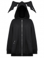 Black Gothic Batwing Loose Zip Up Hoodie Cardigan for Women