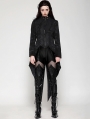 Black Vintage Gothic Jacquard Zipper Slit Tailcoat for Women