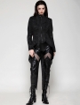 Black Vintage Gothic Jacquard Zipper Slit Tailcoat for Women