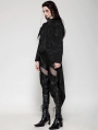 Black Vintage Gothic Jacquard Zipper Slit Tailcoat for Women