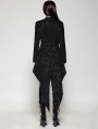 Black Vintage Gothic Jacquard Zipper Slit Tailcoat for Women