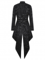 Black Vintage Gothic Jacquard Zipper Slit Tailcoat for Women