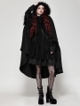 Black Gothic Faux Fur Double-Sided Long Hooded Coat for Women