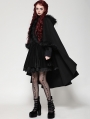 Black Gothic Faux Fur Double-Sided Long Hooded Coat for Women