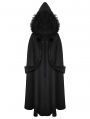 Black Gothic Faux Fur Double-Sided Long Hooded Coat for Women