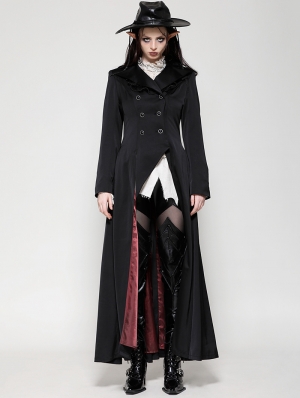 Black Gothic Vampire Count Double Breasted Long Jacket for Women