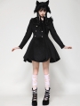 Black Gothic Doll Collar Lolita Double-Breasted Wool Coat for Women