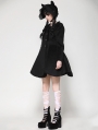 Black Gothic Doll Collar Lolita Double-Breasted Wool Coat for Women