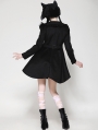 Black Gothic Doll Collar Lolita Double-Breasted Wool Coat for Women