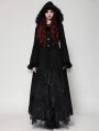 Black Romantic Gothic Plush Trim Hooded Dress Coat for Women