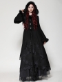 Black Romantic Gothic Plush Trim Hooded Dress Coat for Women