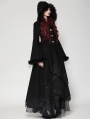 Black Romantic Gothic Plush Trim Hooded Dress Coat for Women