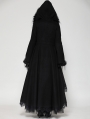 Black Romantic Gothic Plush Trim Hooded Dress Coat for Women