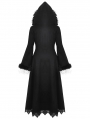 Black Romantic Gothic Plush Trim Hooded Dress Coat for Women