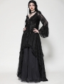 Black Gothic Retro Lace Mesh Reversible Long Maxi Skirt