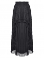 Black Gothic Retro Lace Mesh Reversible Long Maxi Skirt