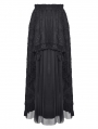 Black Gothic Retro Lace Mesh Reversible Long Maxi Skirt