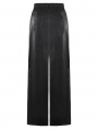 Black Gothic Punk Faux Leather Bodycon Thigh Split Skirt