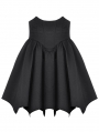 Black Gothic Minimalist Batwing High-Waisted A-Line Skirt