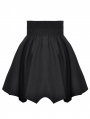 Black Gothic Minimalist Batwing High-Waisted A-Line Skirt