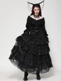 Black Gothic Princess Rose Lace Layered Tulle Tiered Skirt