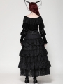 Black Gothic Princess Rose Lace Layered Tulle Tiered Skirt