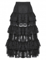 Black Gothic Princess Rose Lace Layered Tulle Tiered Skirt