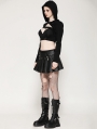 Black Gothic Punk Sassy Girl PU Leather Low-Waisted Skirt