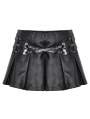 Black Gothic Punk Sassy Girl PU Leather Low-Waisted Skirt