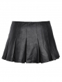 Black Gothic Punk Sassy Girl PU Leather Low-Waisted Skirt