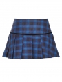 Indigo Gothic Gold Star Double-Breasted Plaid Mini Skirt