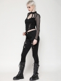 Black Gothic Punk Versatile Distressed Long Pants for Women