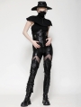 Black Gothic PU Leather Armor Knight Leggings Pants for Women