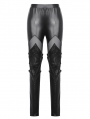 Black Gothic PU Leather Armor Knight Leggings Pants for Women