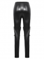 Black Gothic PU Leather Armor Knight Leggings Pants for Women