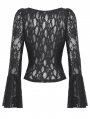 Black Gothic Dark Lace Sexy Deep V-Neck Shirt for Women