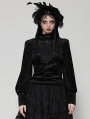 Black Gothic Noble Jacquard Velvet Lantern Sleeve Top for Women