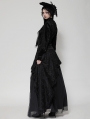 Black Gothic Noble Jacquard Velvet Lantern Sleeve Top for Women