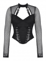 Black Punk Dark Gothic Hollow Out Studded Top for Women